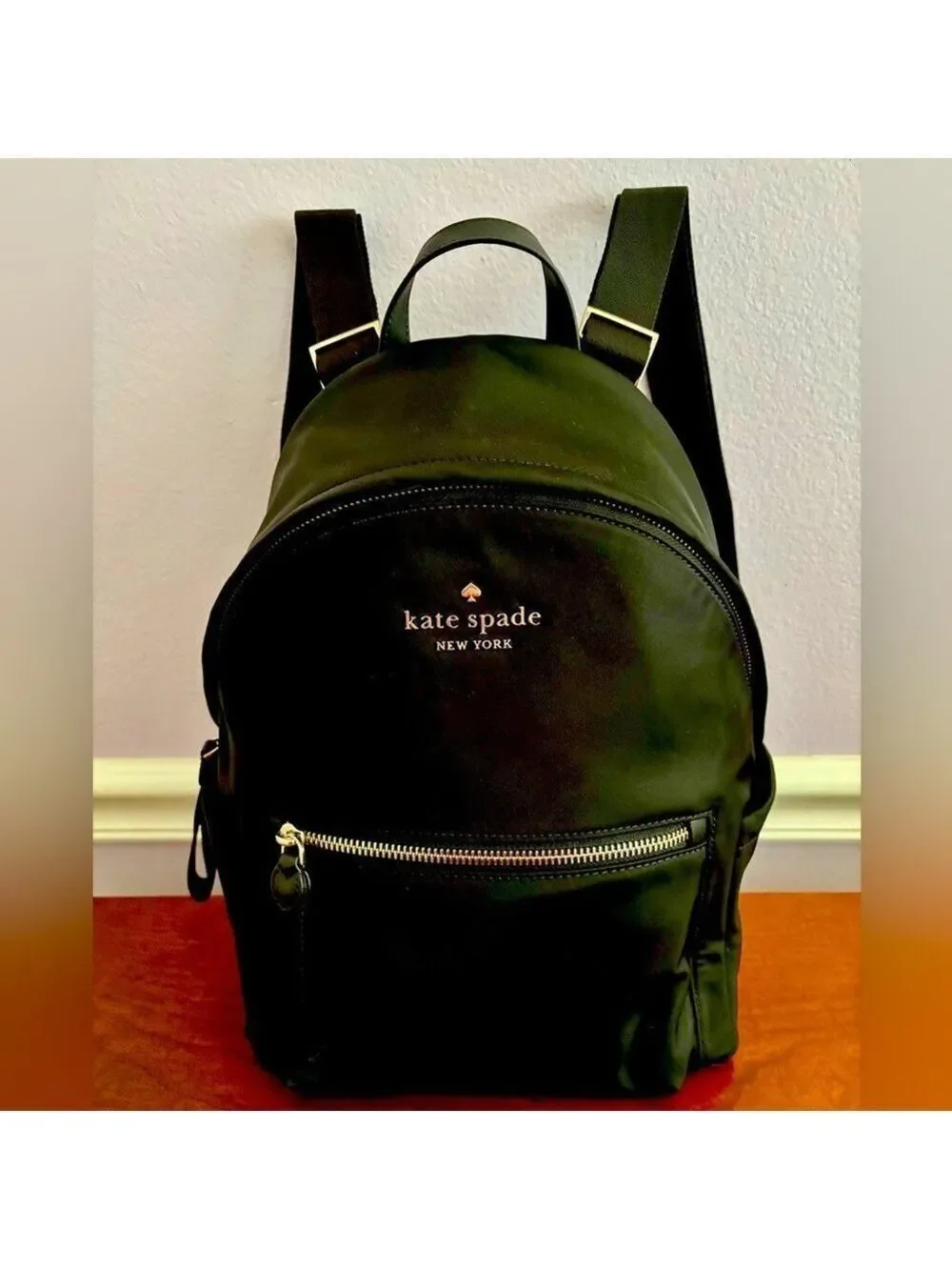 Kate Spade New York Chelsea Black Nylon Backpack | Gold Hardware | COA